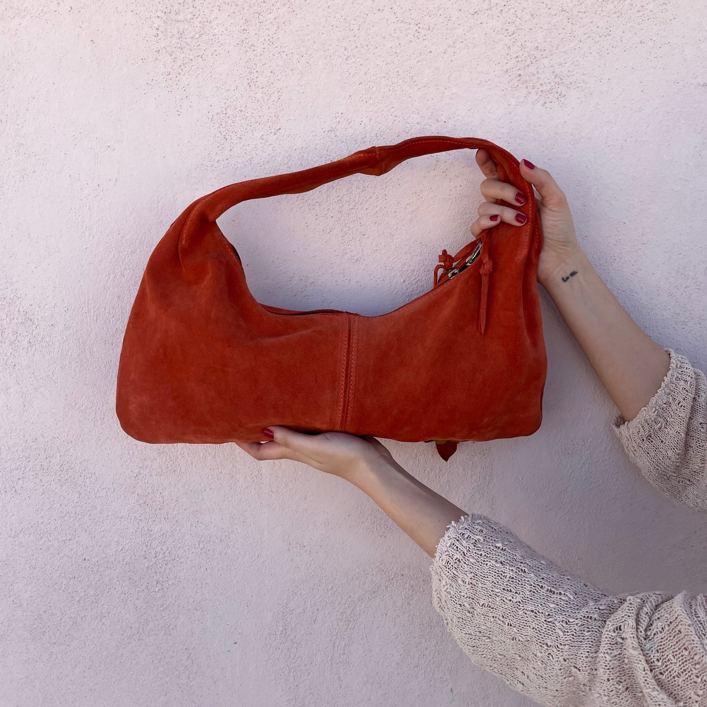 Borsa scamosciata arancio