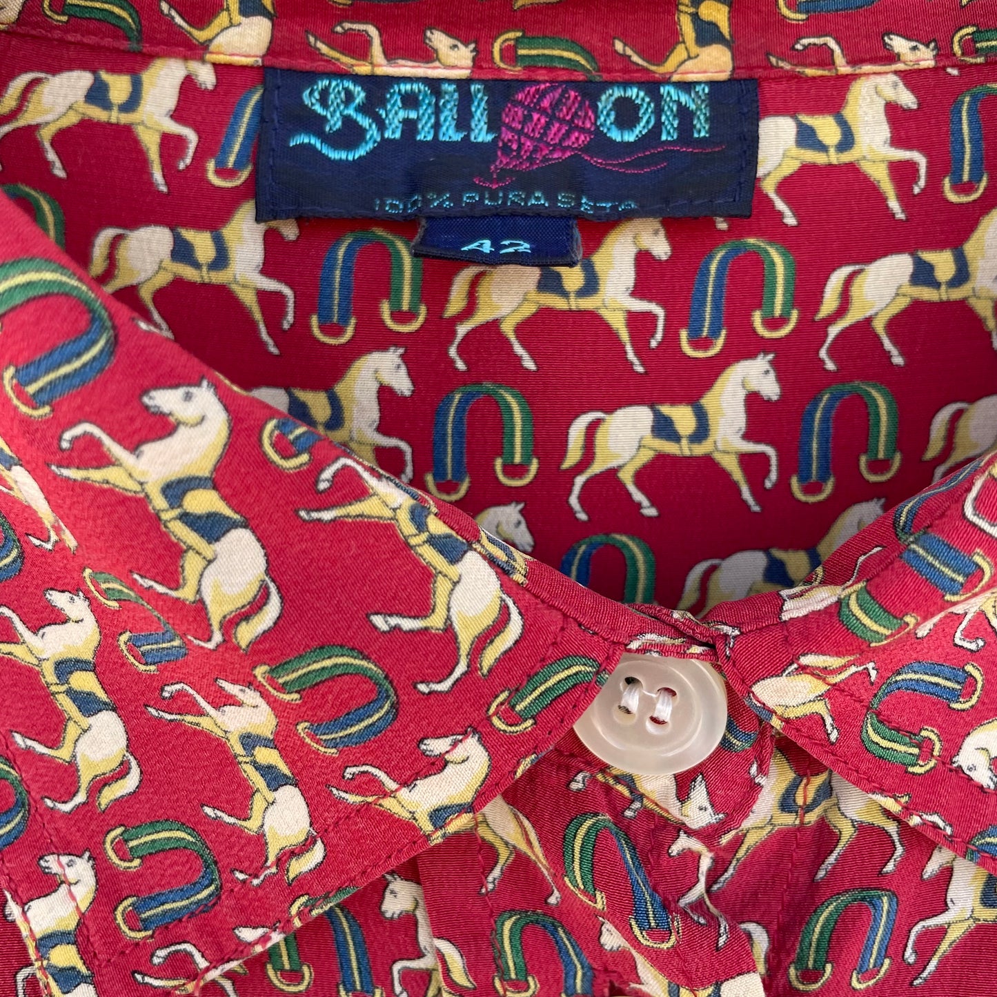 Camicia seta stampa cavalli