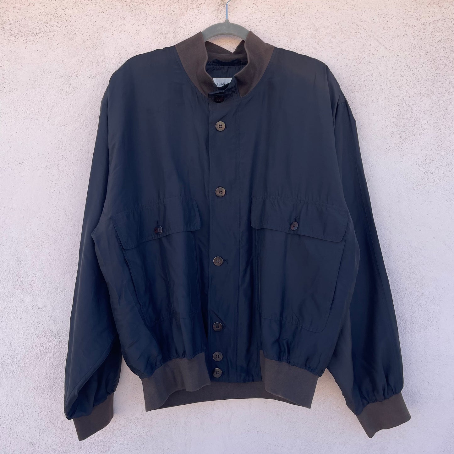 Bomber blu in seta