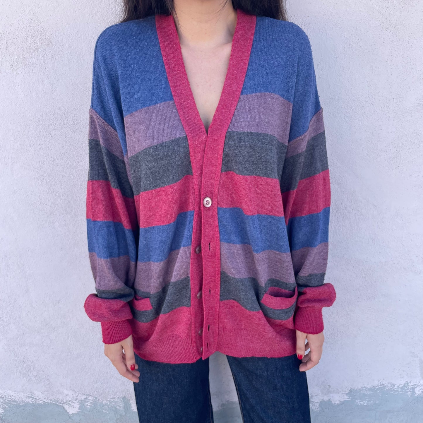 Cardigan over righe
