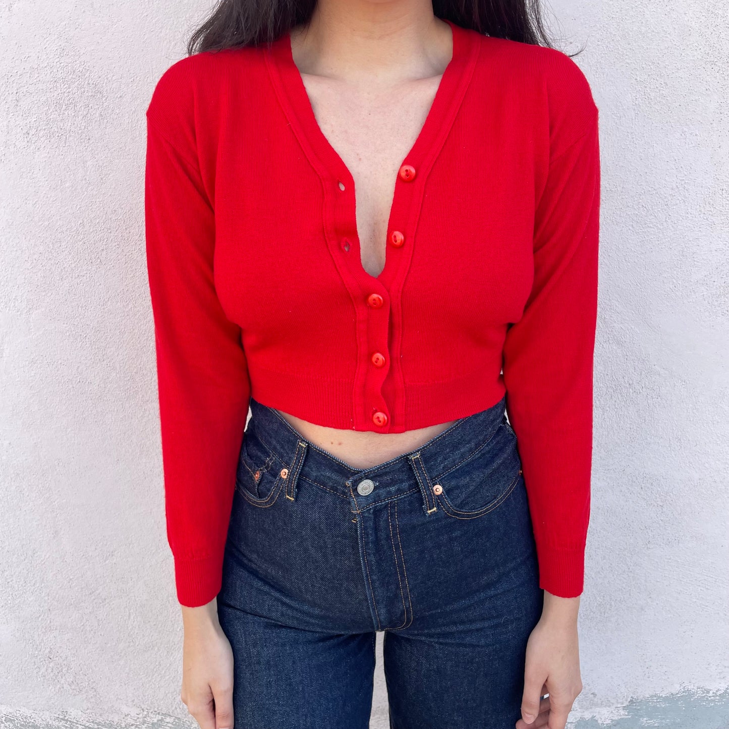 Cardi crop rosso