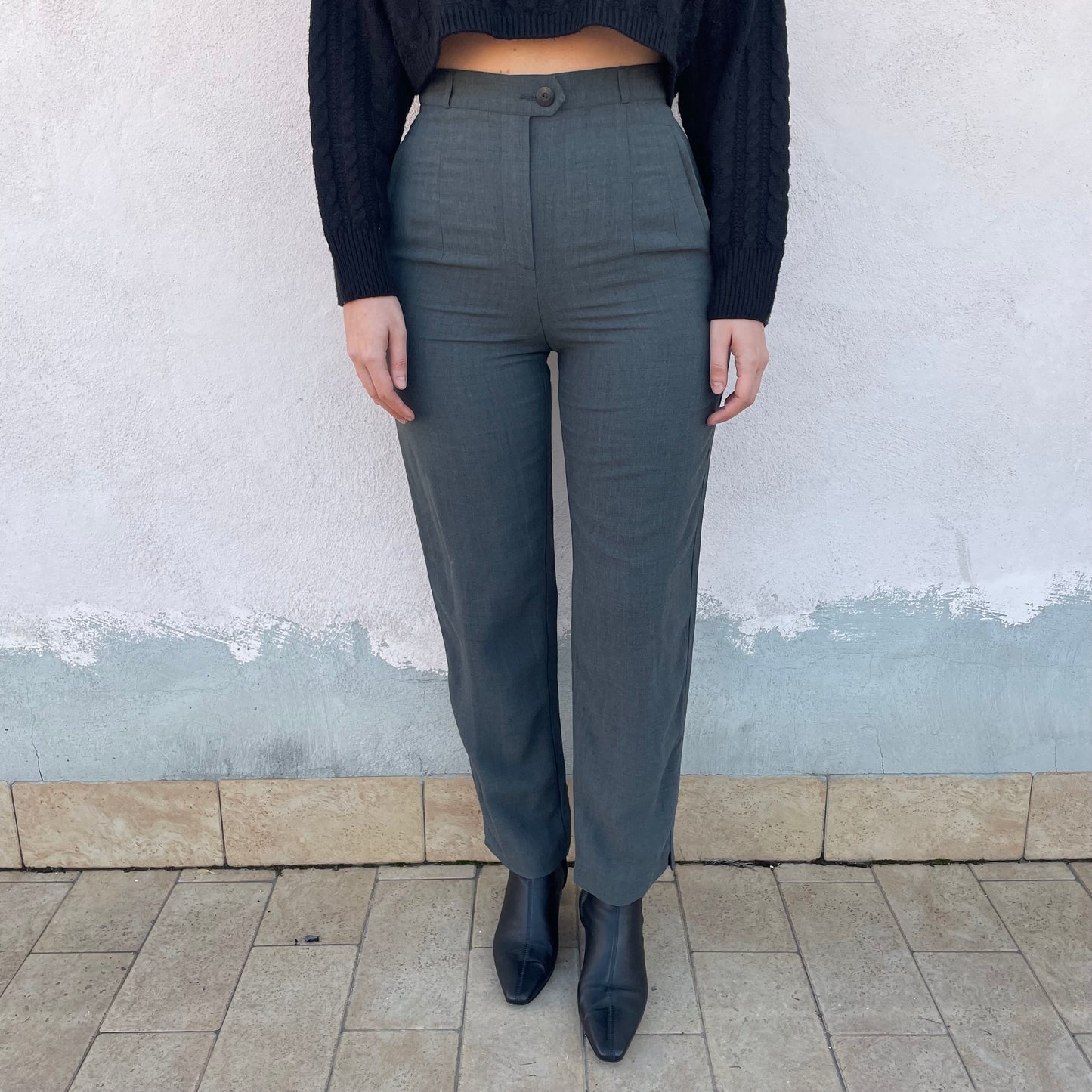 Pantaloni grigi vita alta