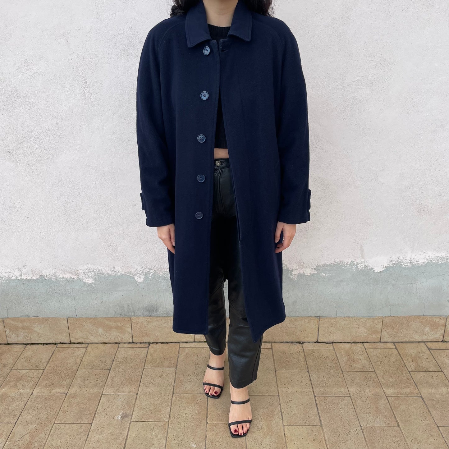 Cappotto blu cintura
