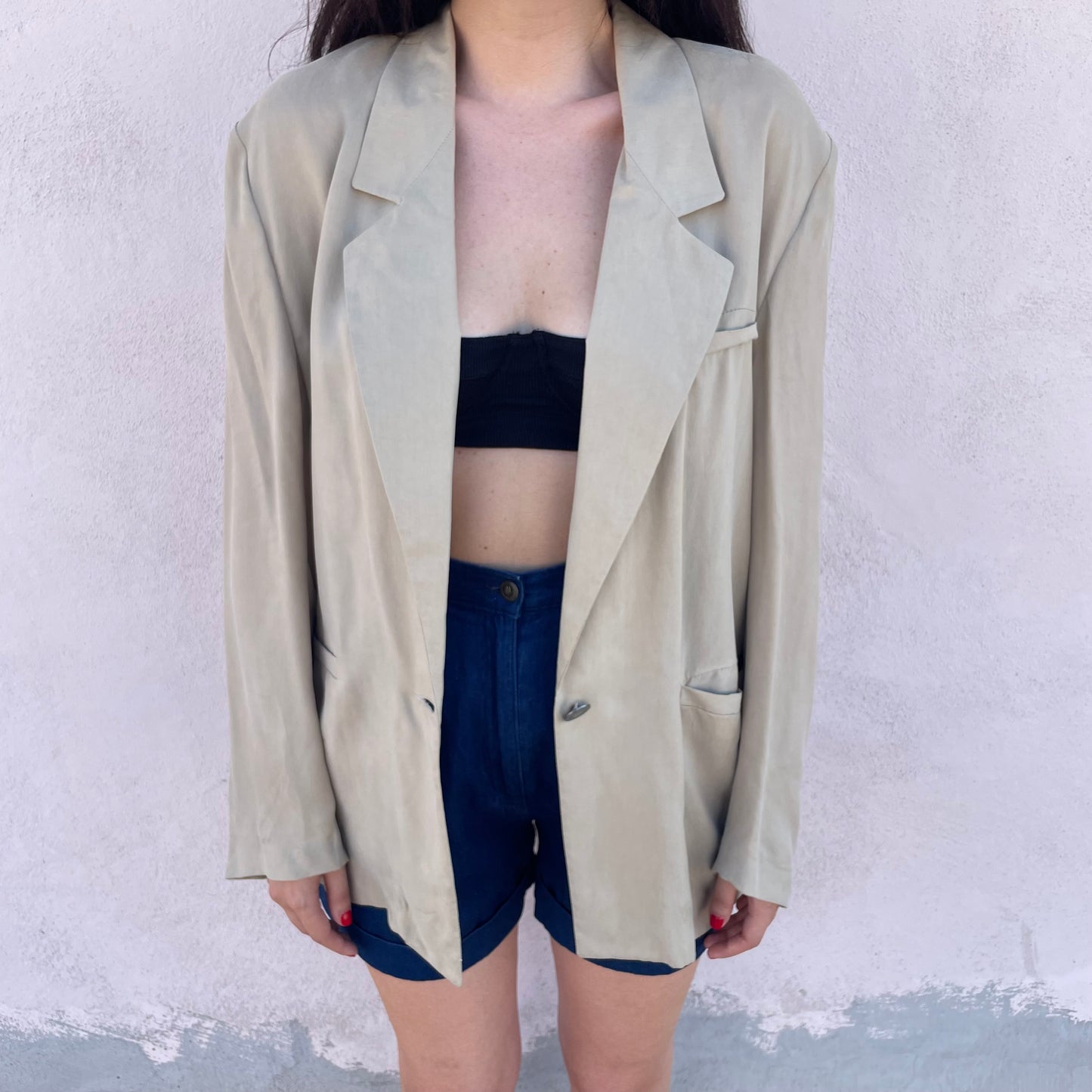 Blazer silk blend sabbia