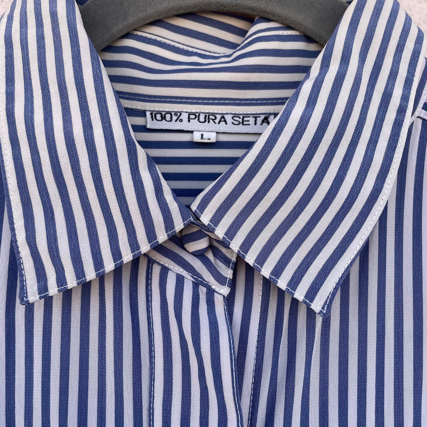 Camicia seta righe celesti