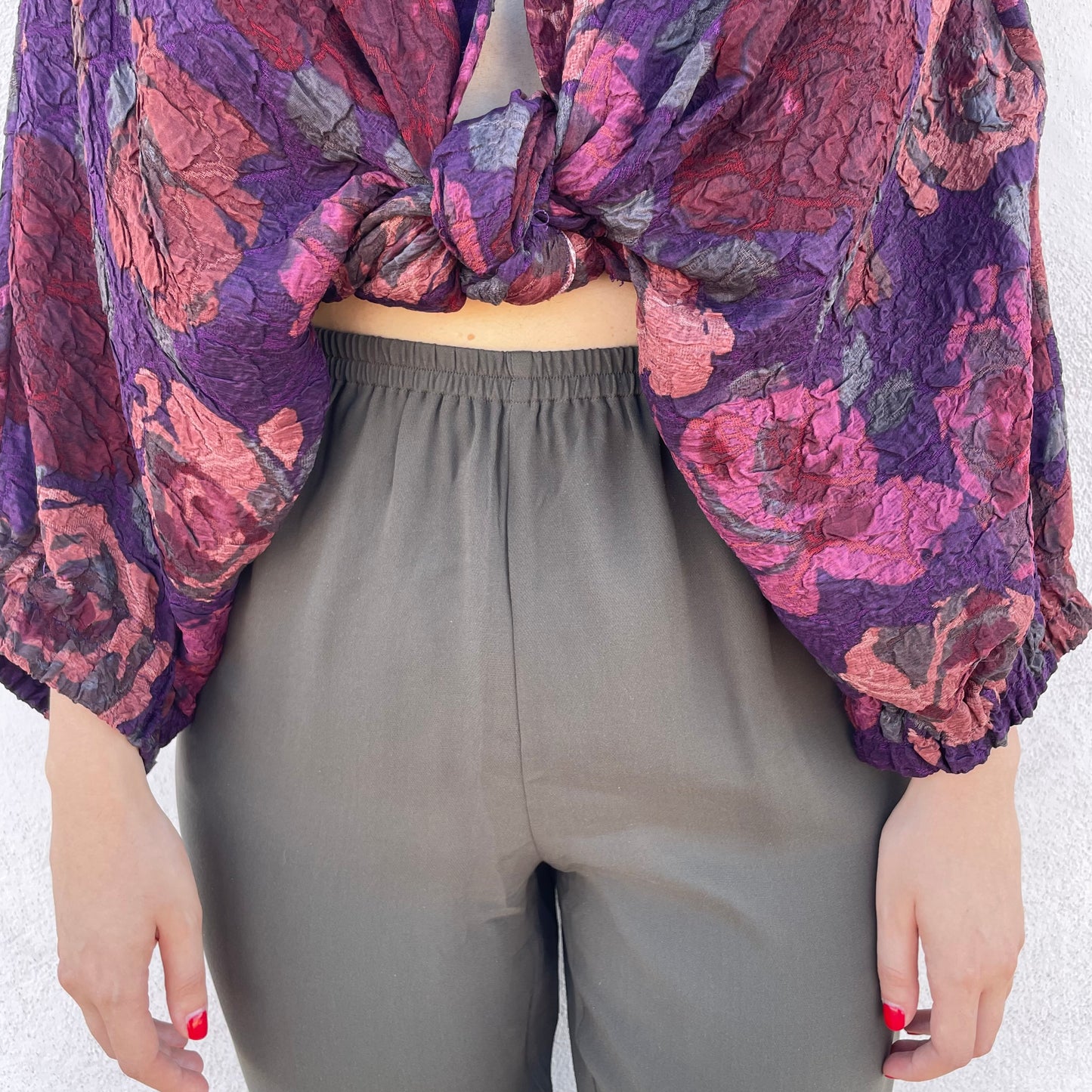 Pantaloni in seta oliva