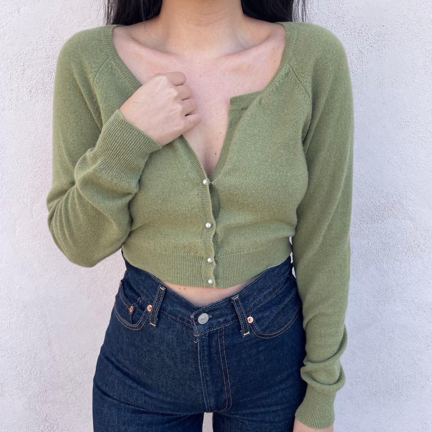 Cardi salvia cashmere blend