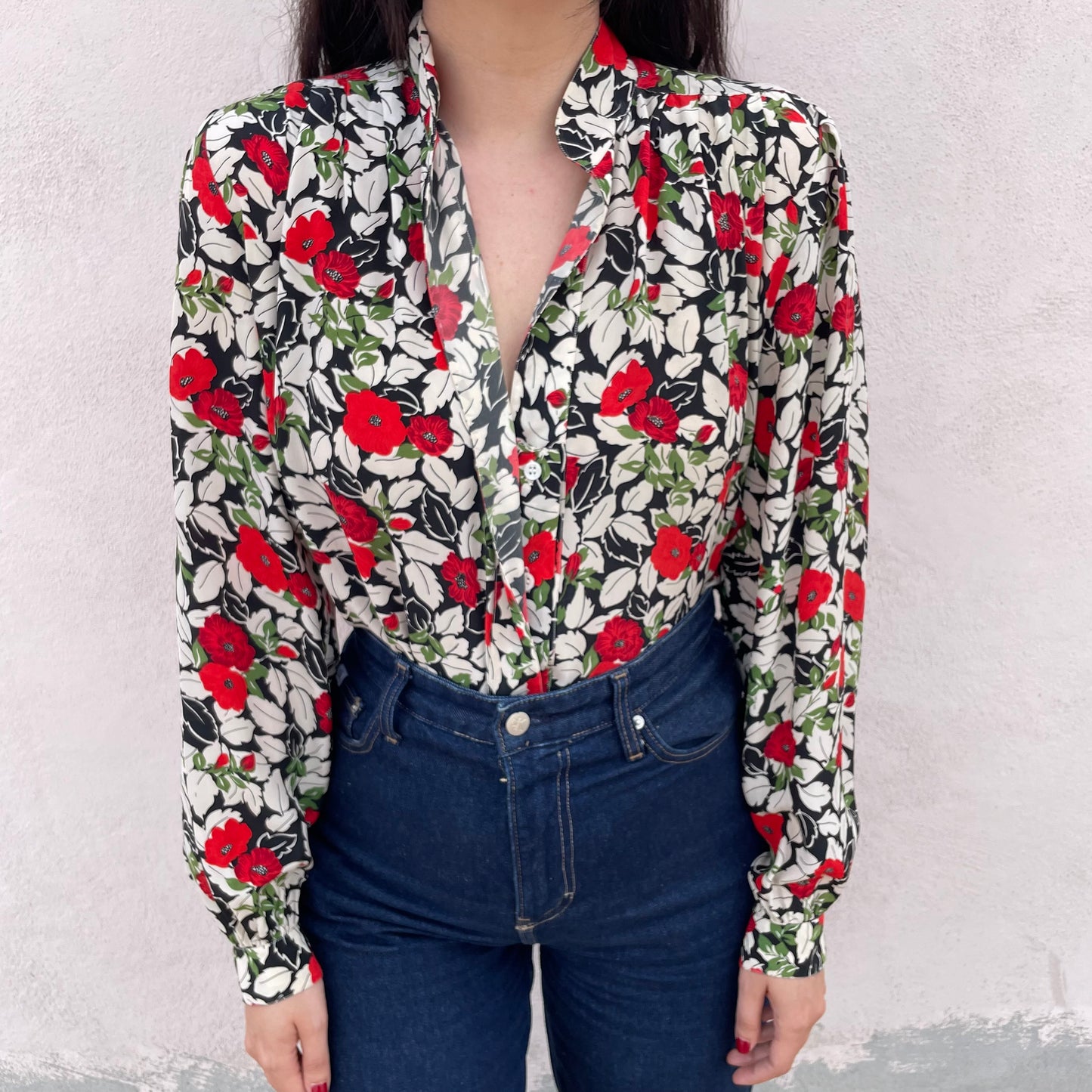 Camicia in seta papaveri rossi