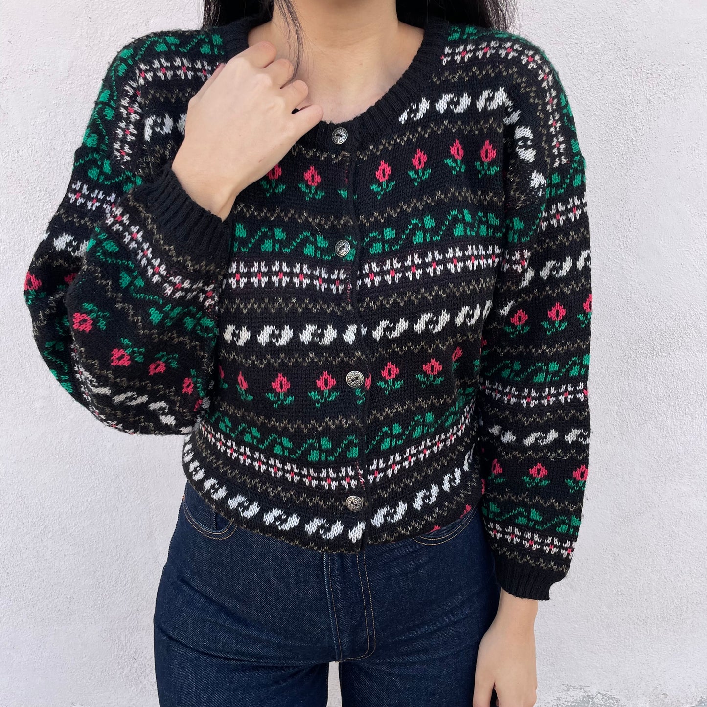 Cardigan fiorellini nero