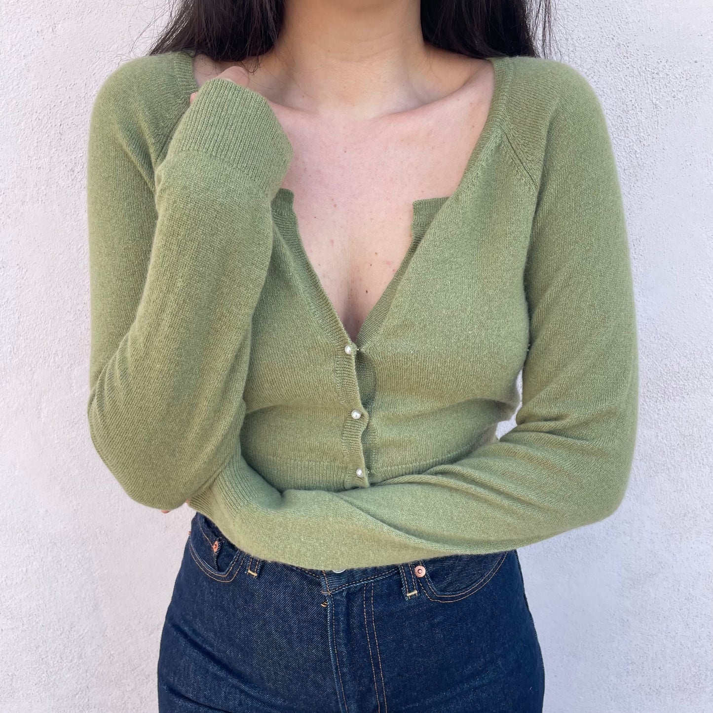 Cardi salvia cashmere blend