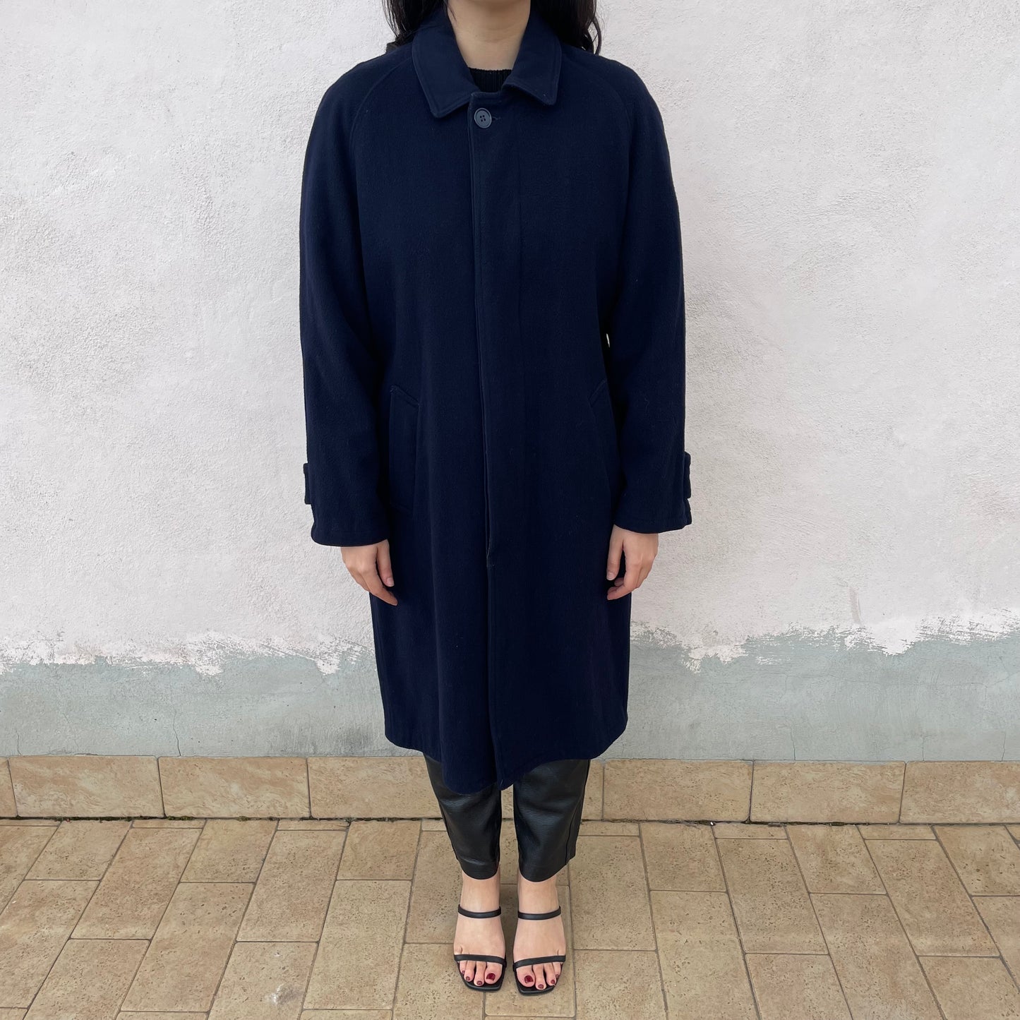 Cappotto blu cintura