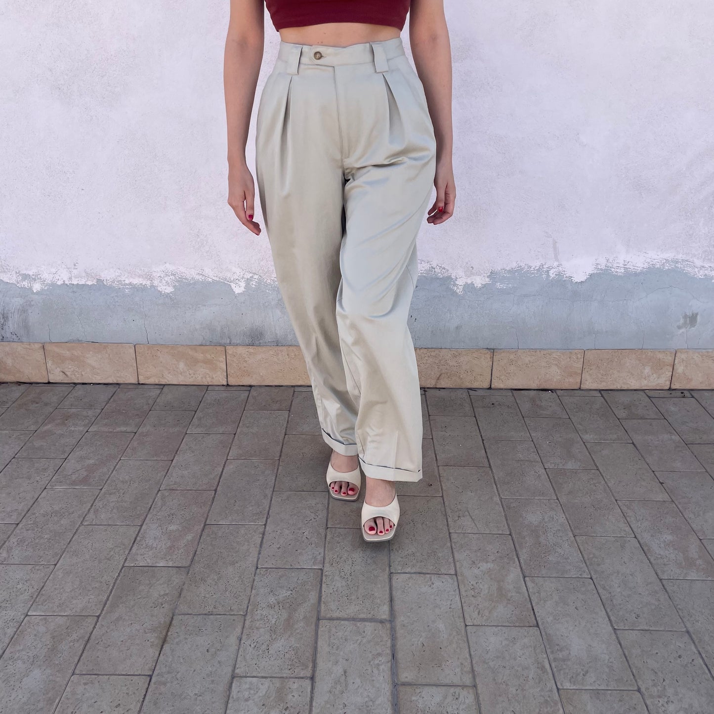 Pantaloni beige pences