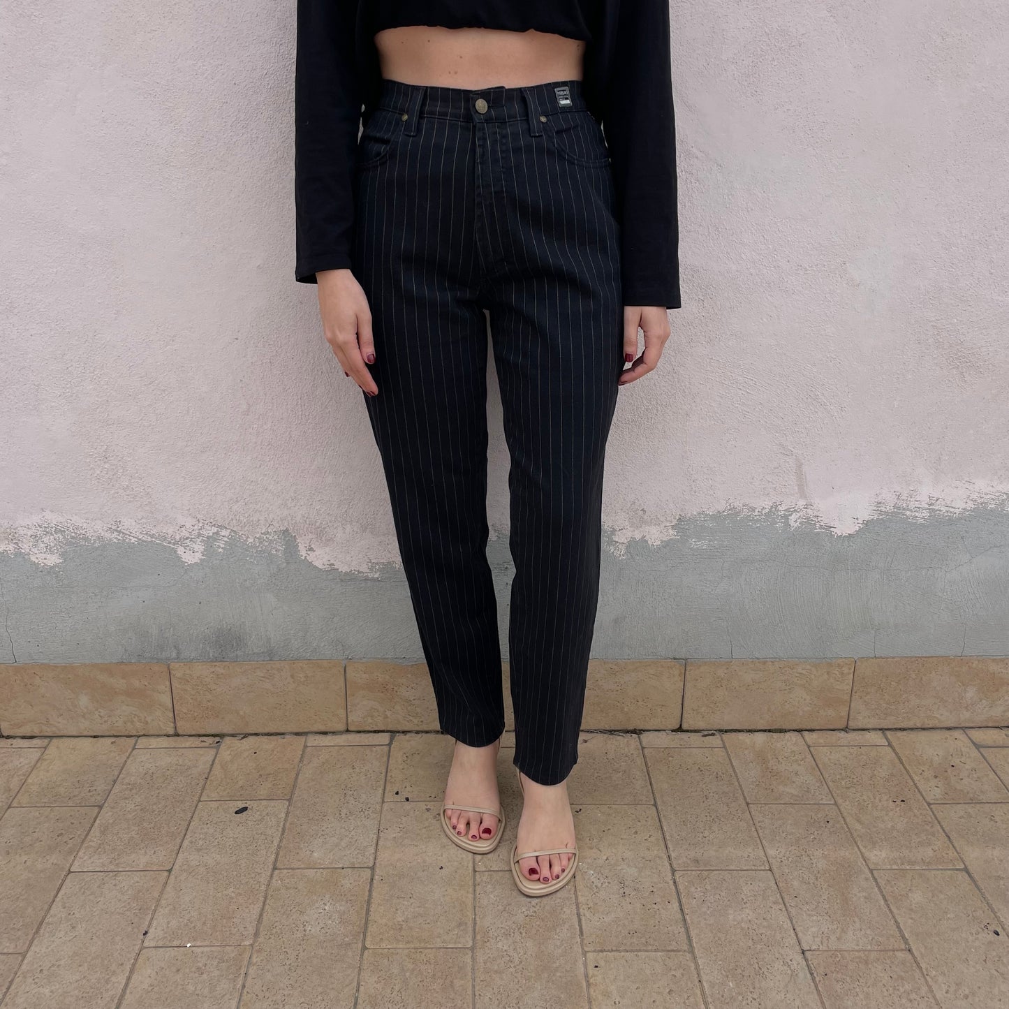 Jeans gessati Versace