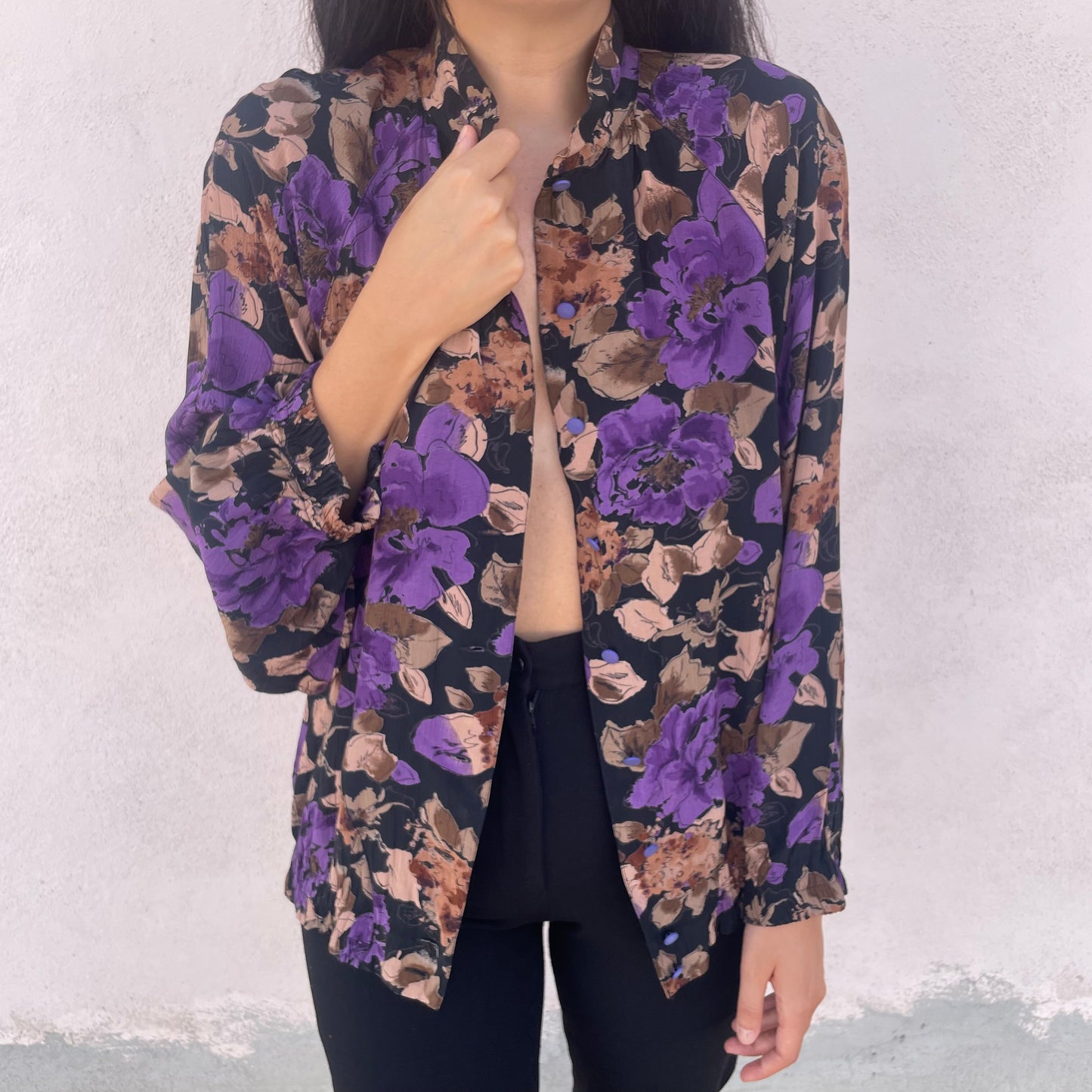 Camicia fiori viola