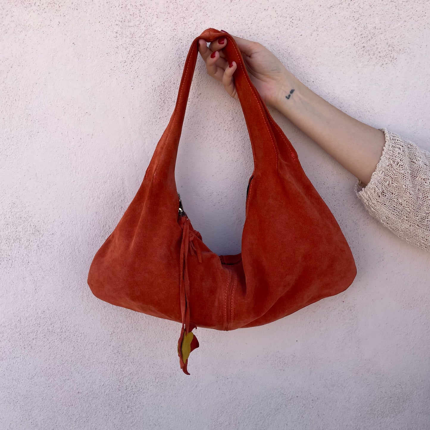 Borsa scamosciata arancio