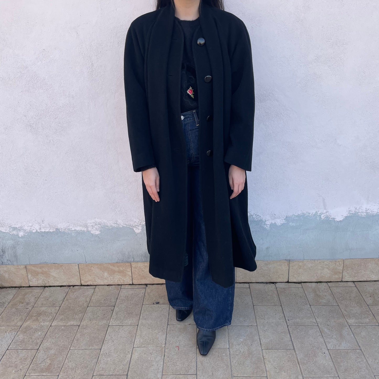 Cappotto nero lana mohair