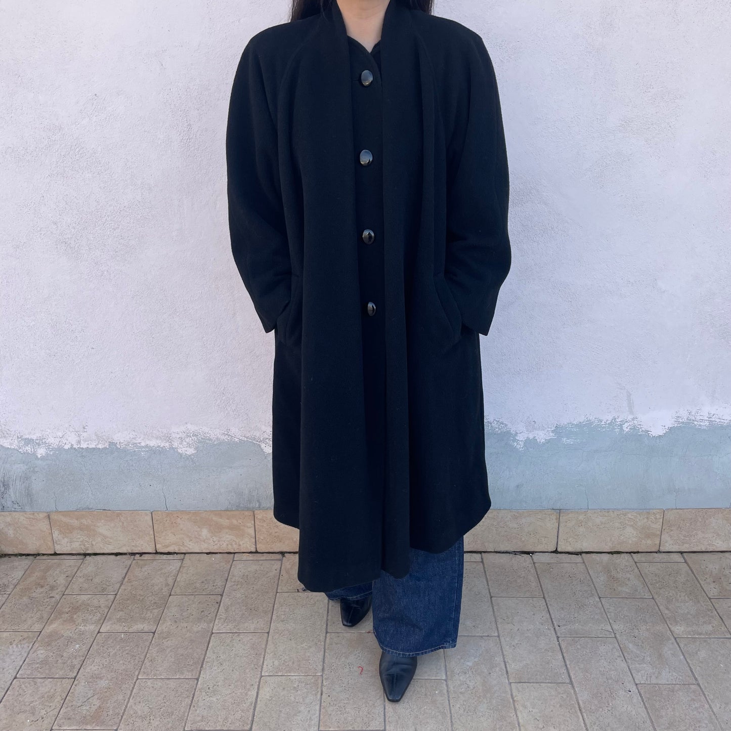 Cappotto nero lana mohair