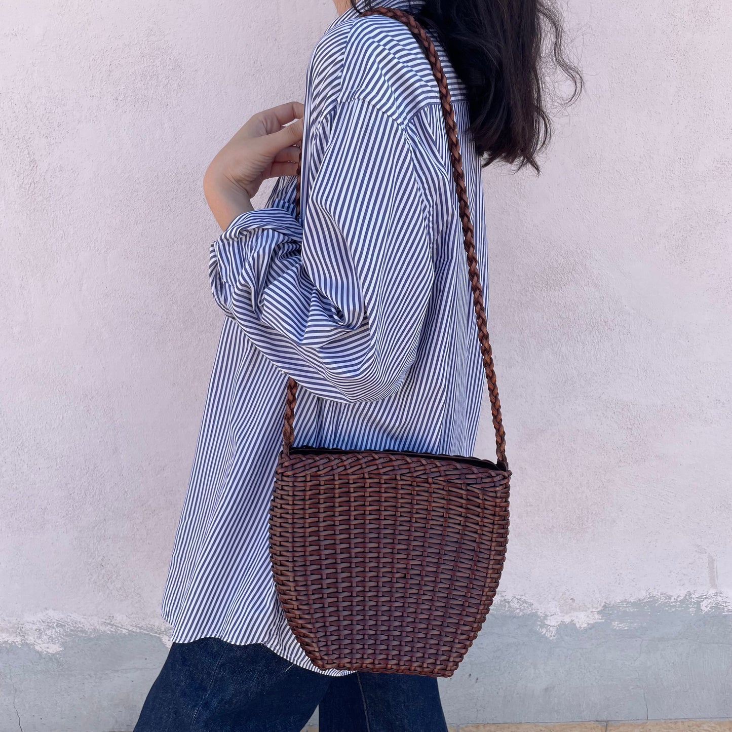 Borsa intrecciata pelle