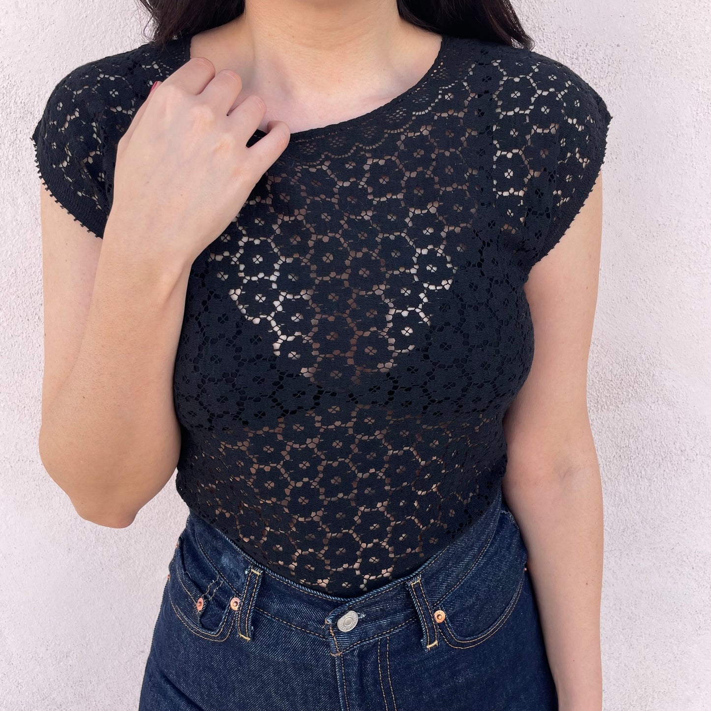 Top pizzo nero