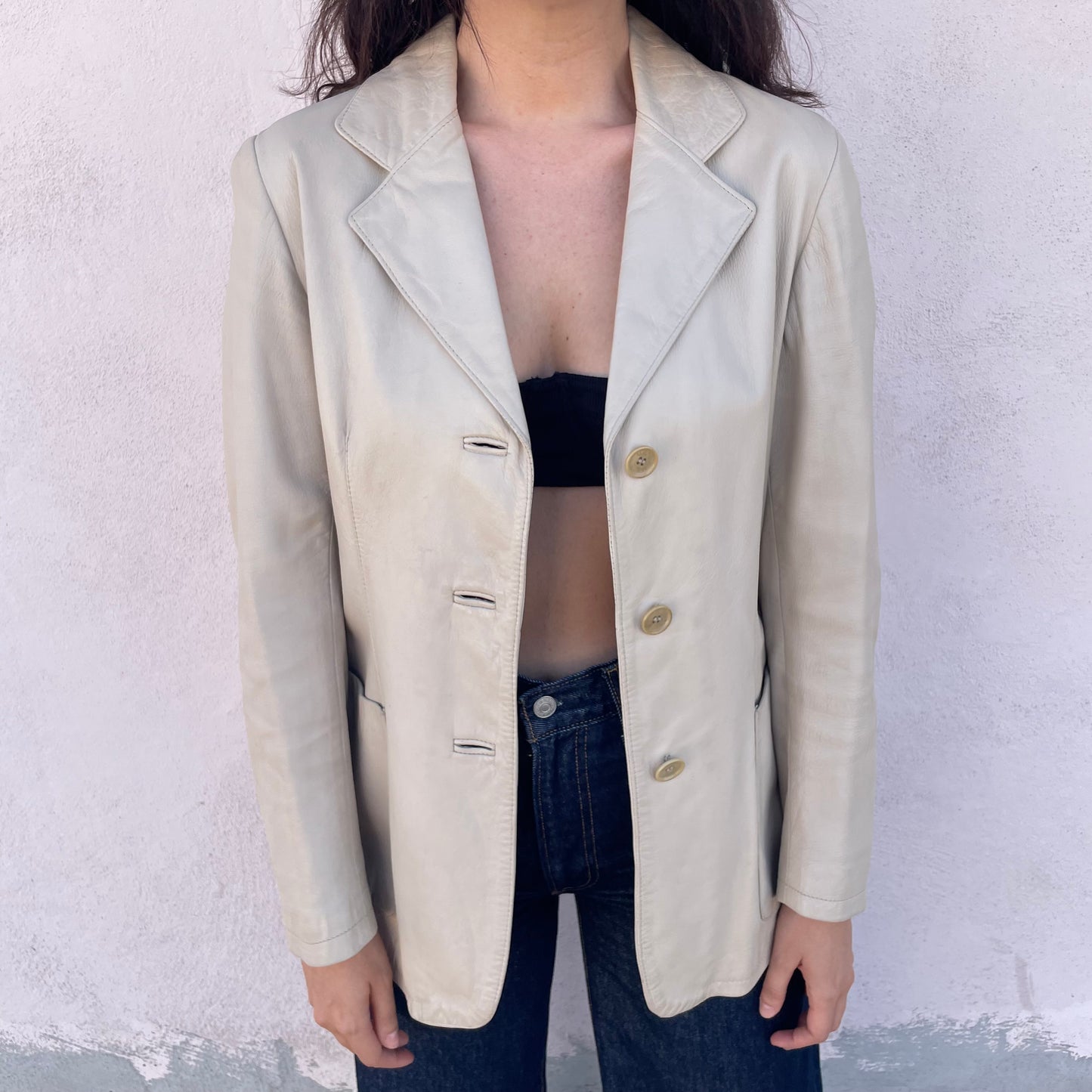 Blazer pelle beige