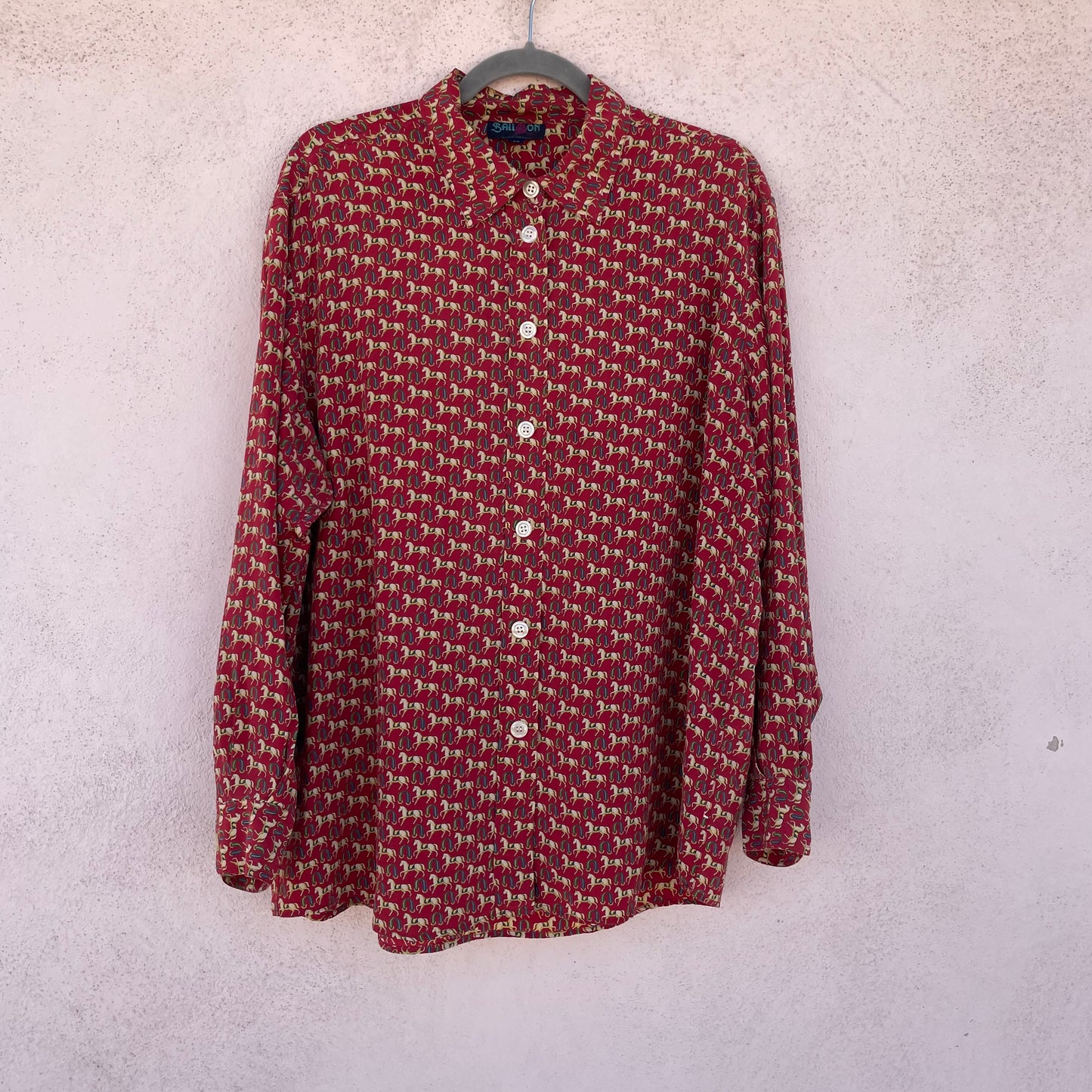 Camicia seta stampa cavalli