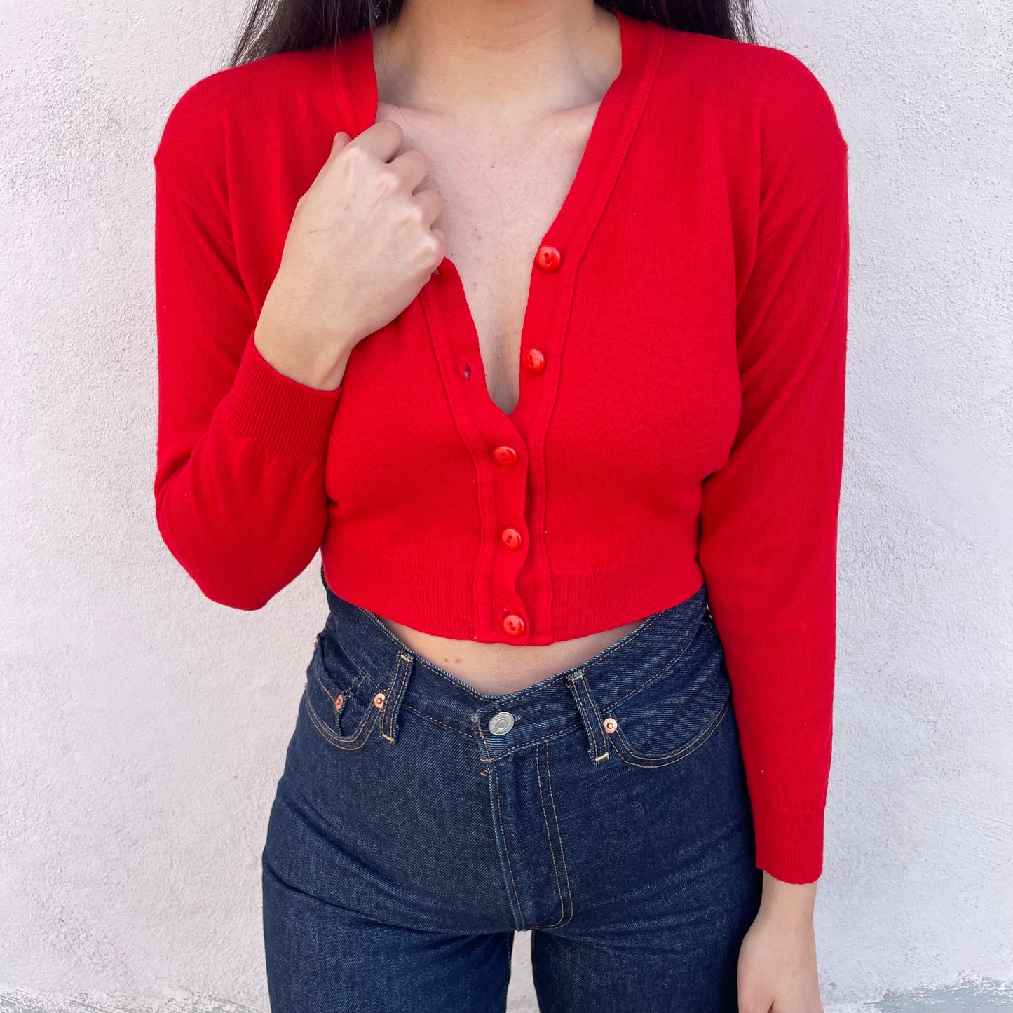 Cardi crop rosso
