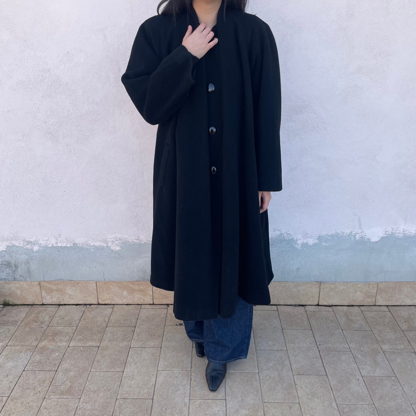 Cappotto nero lana mohair