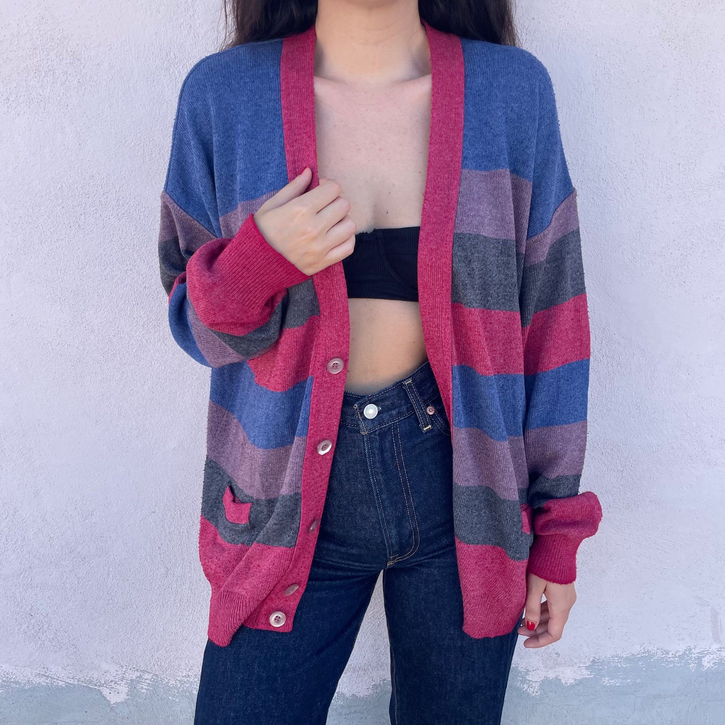 Cardigan over righe