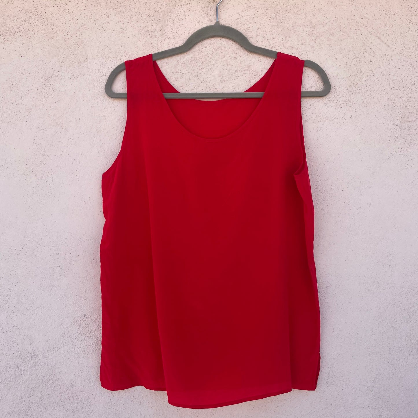 Top seta rosso fuoco