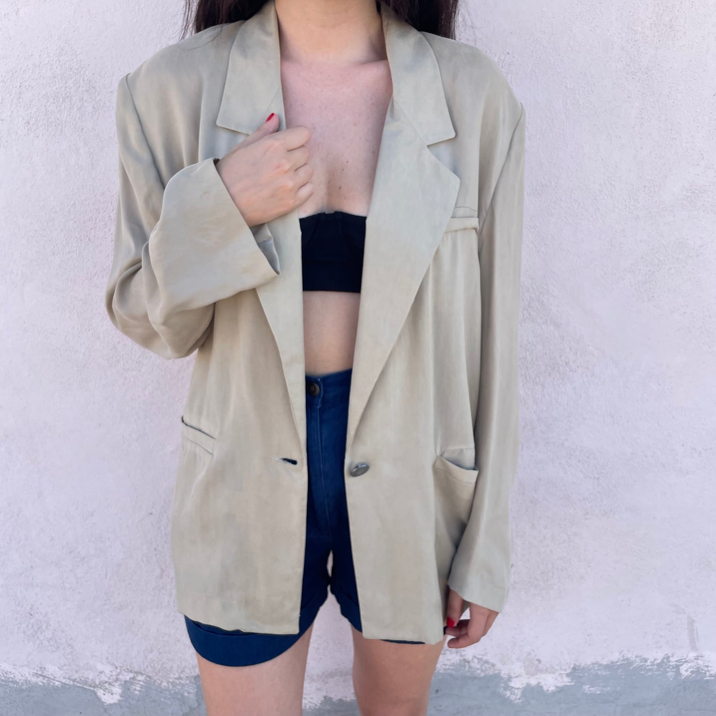 Blazer silk blend sabbia