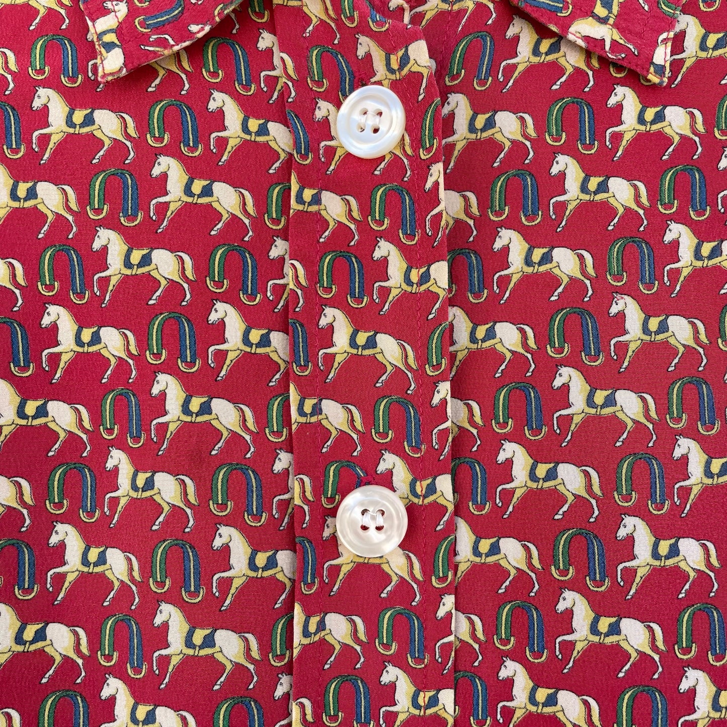 Camicia seta stampa cavalli