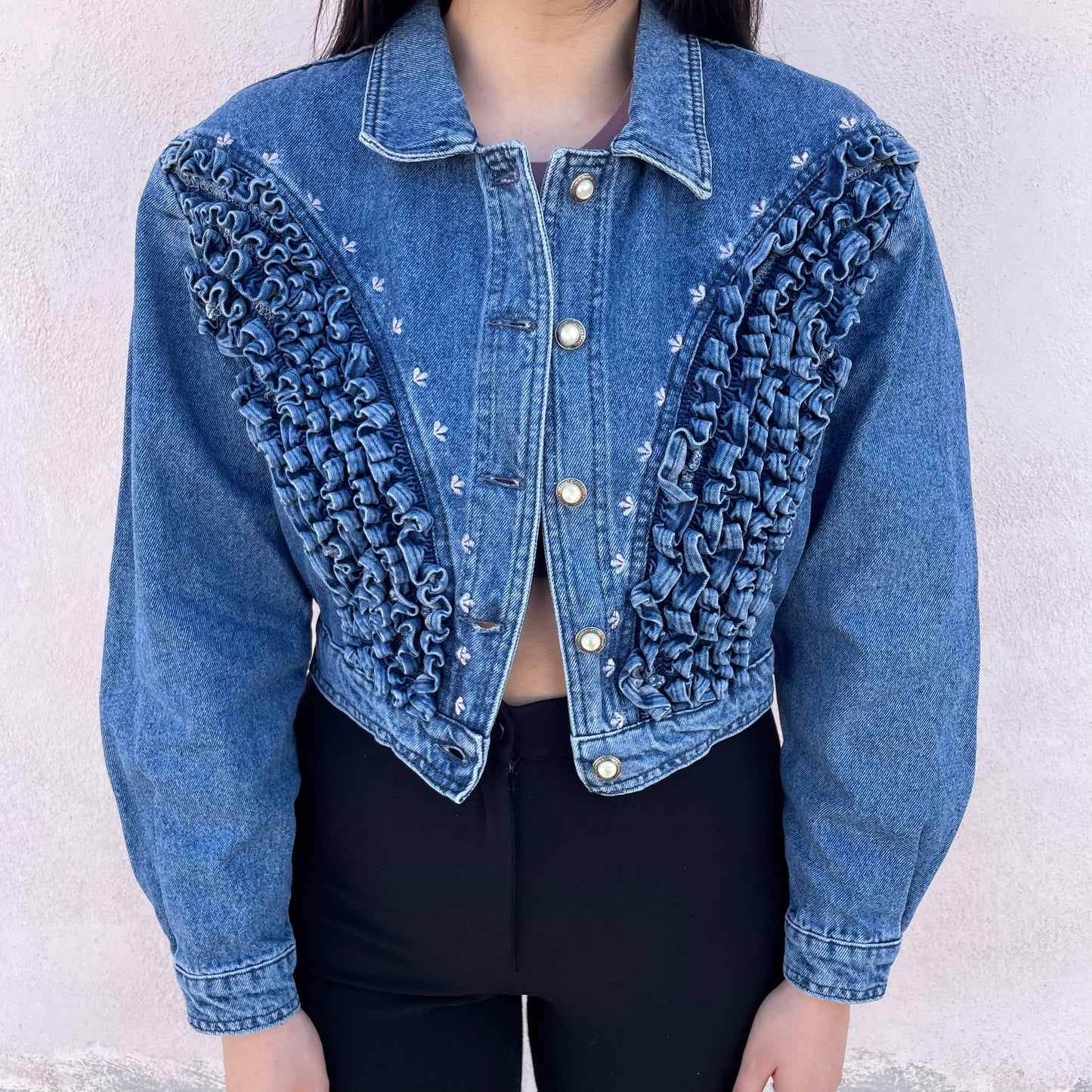 Giacca jeans ruches