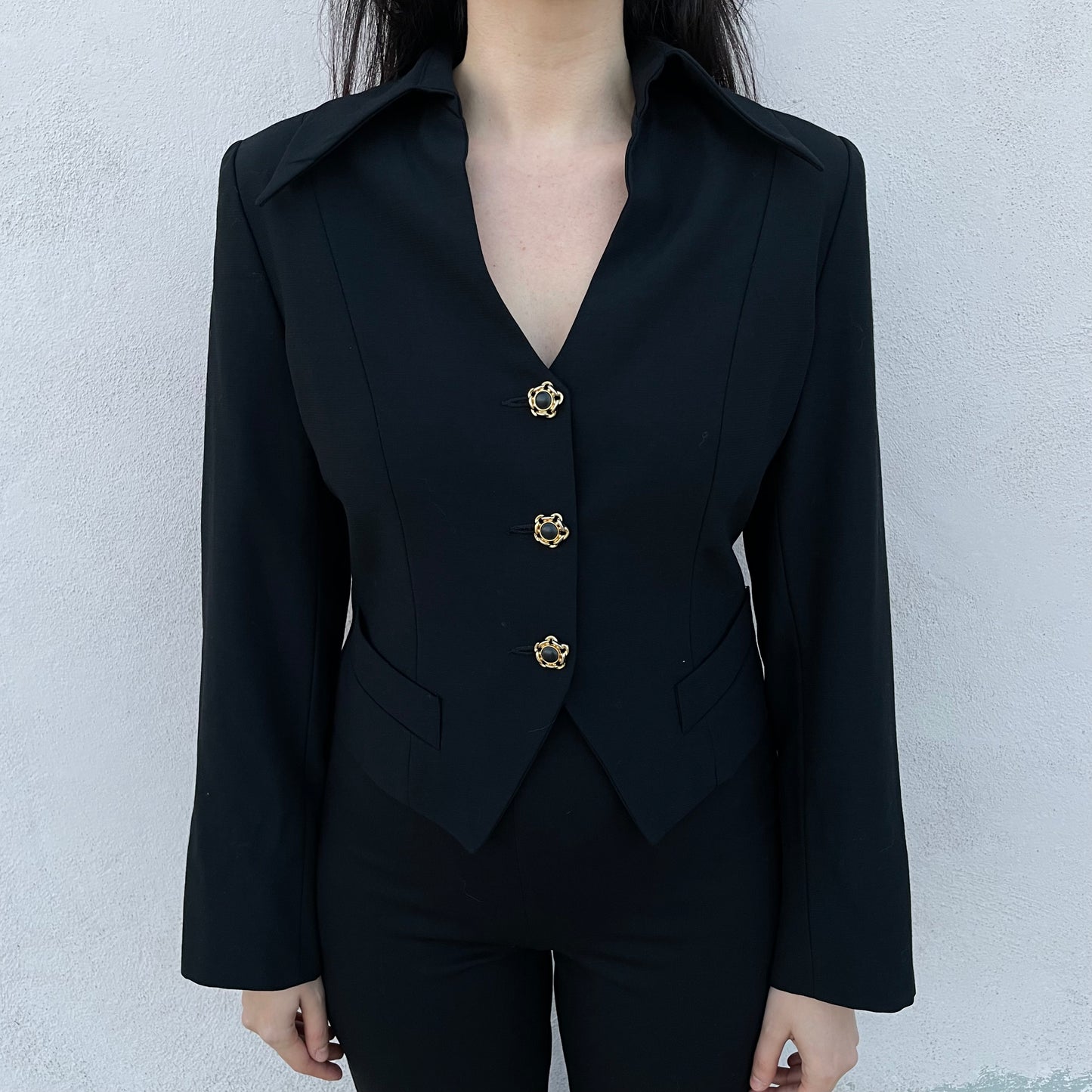 Blazer cropped bottoni gioiello