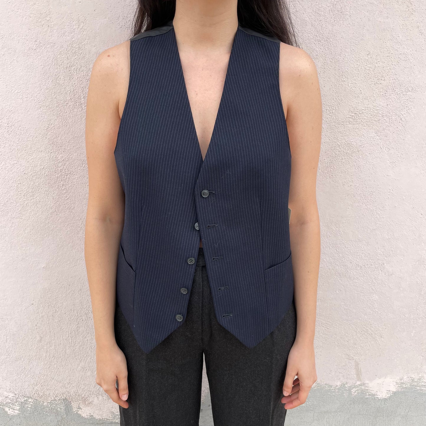 Gilet blu gessato