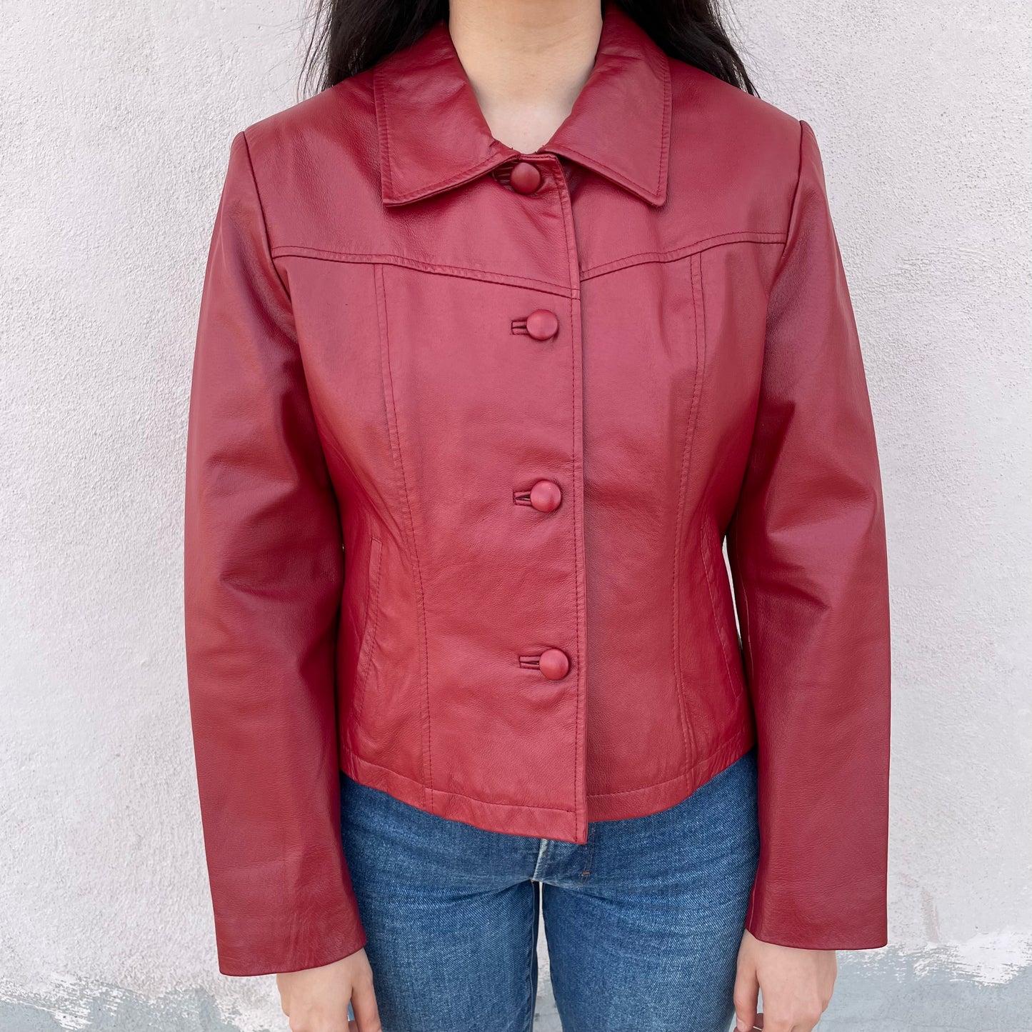 Giubbino in pelle rosso