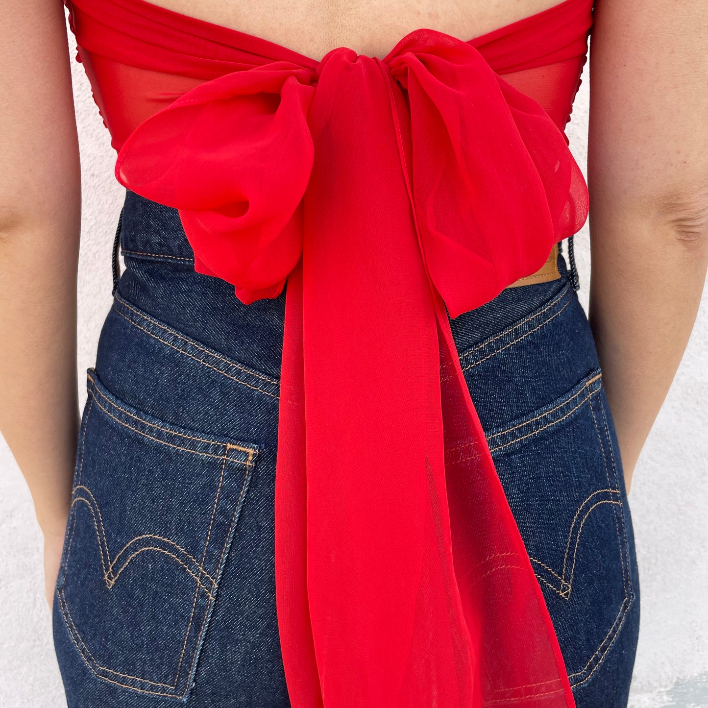 Top chiffon rosso
