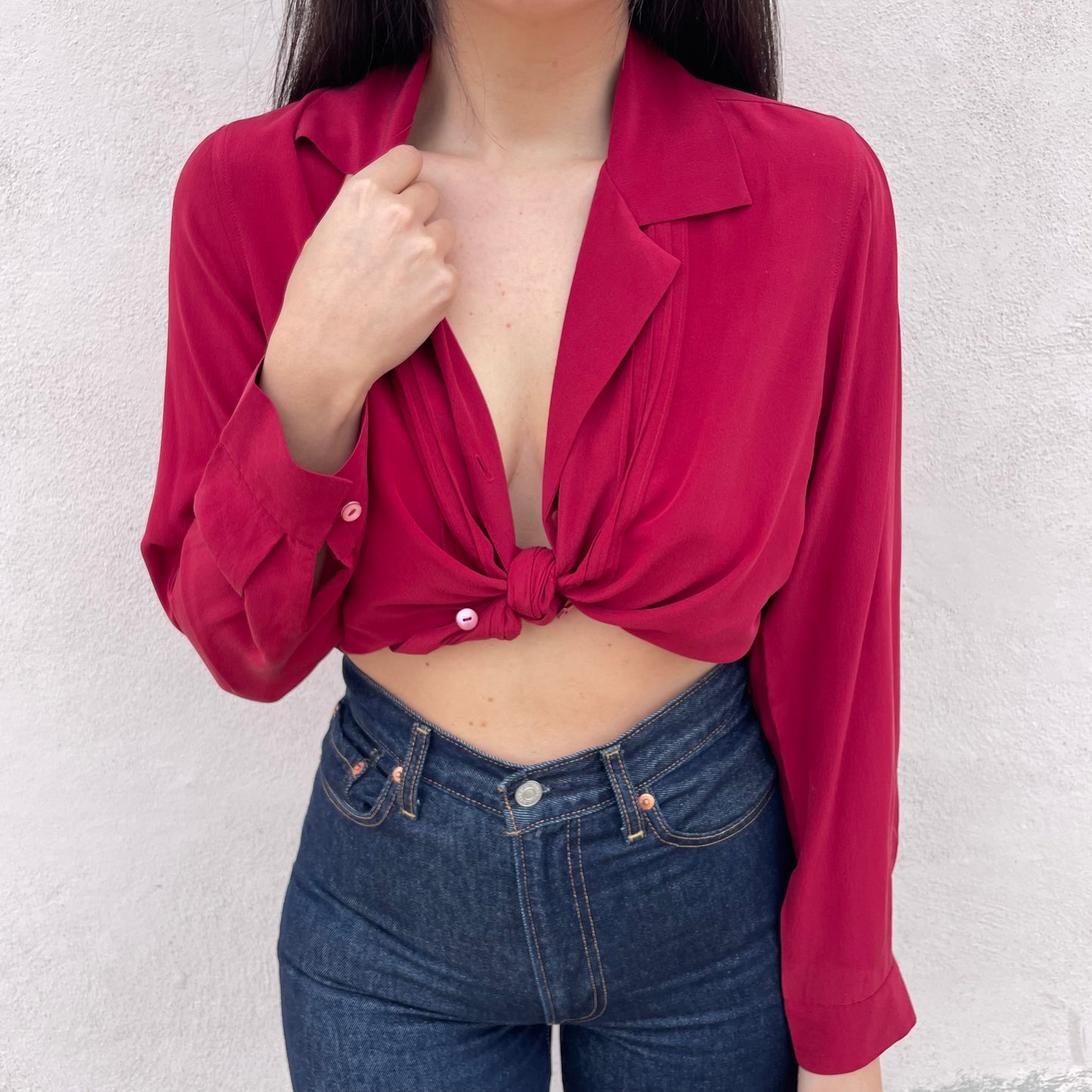 Camicia seta ciliegia