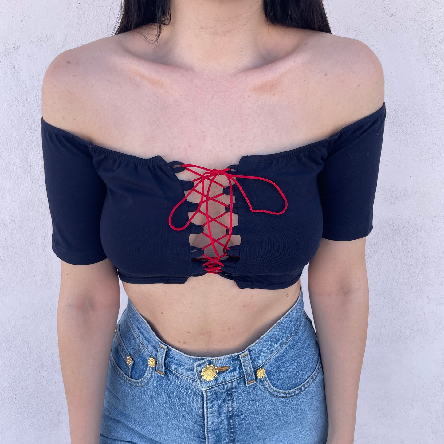Top bardot corsetto