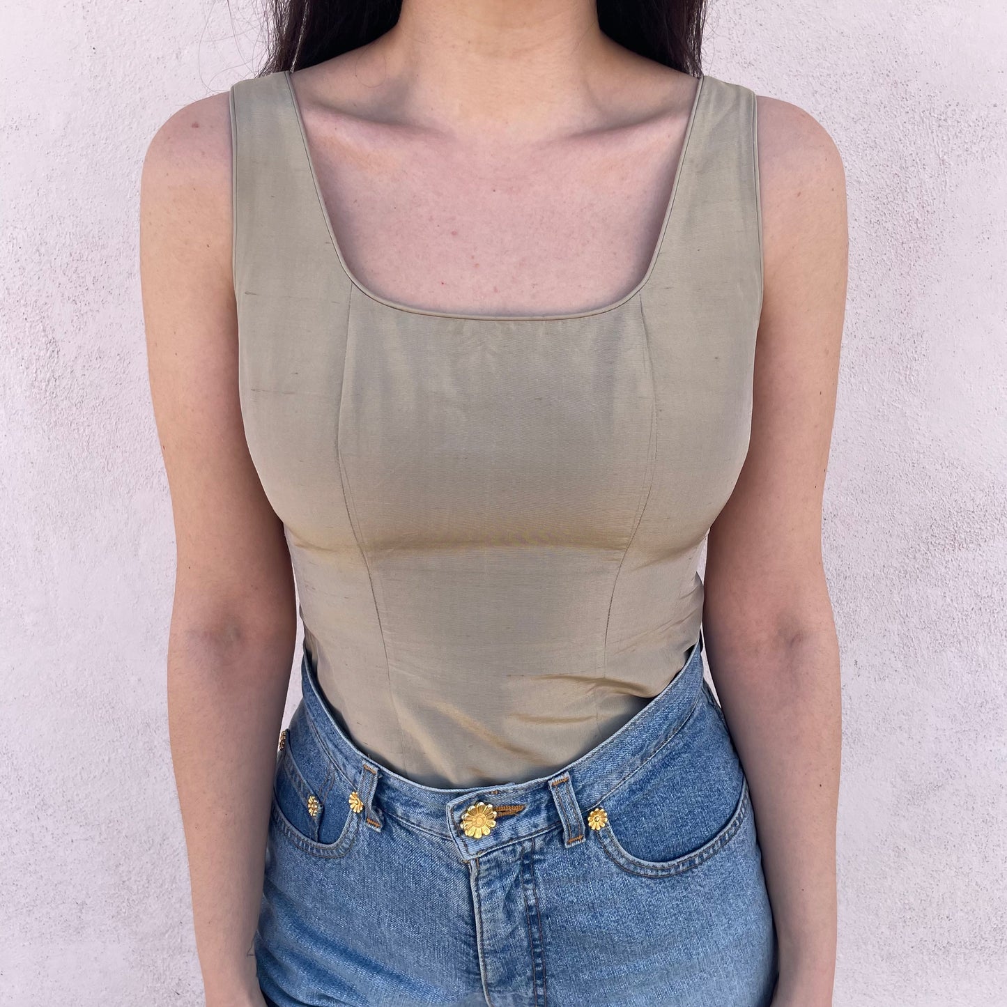Top bustier sabbia in seta
