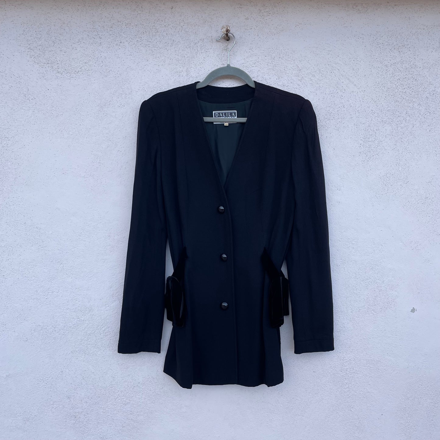Blazer/mini abito nero fiocchi velluto