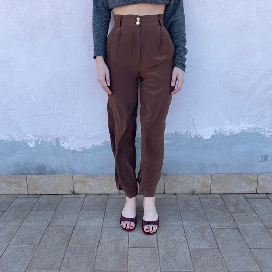 Pantaloni seta tabacco