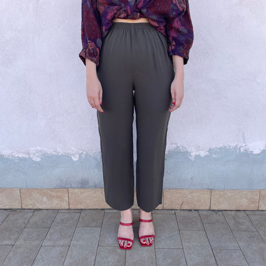 Pantaloni in seta oliva
