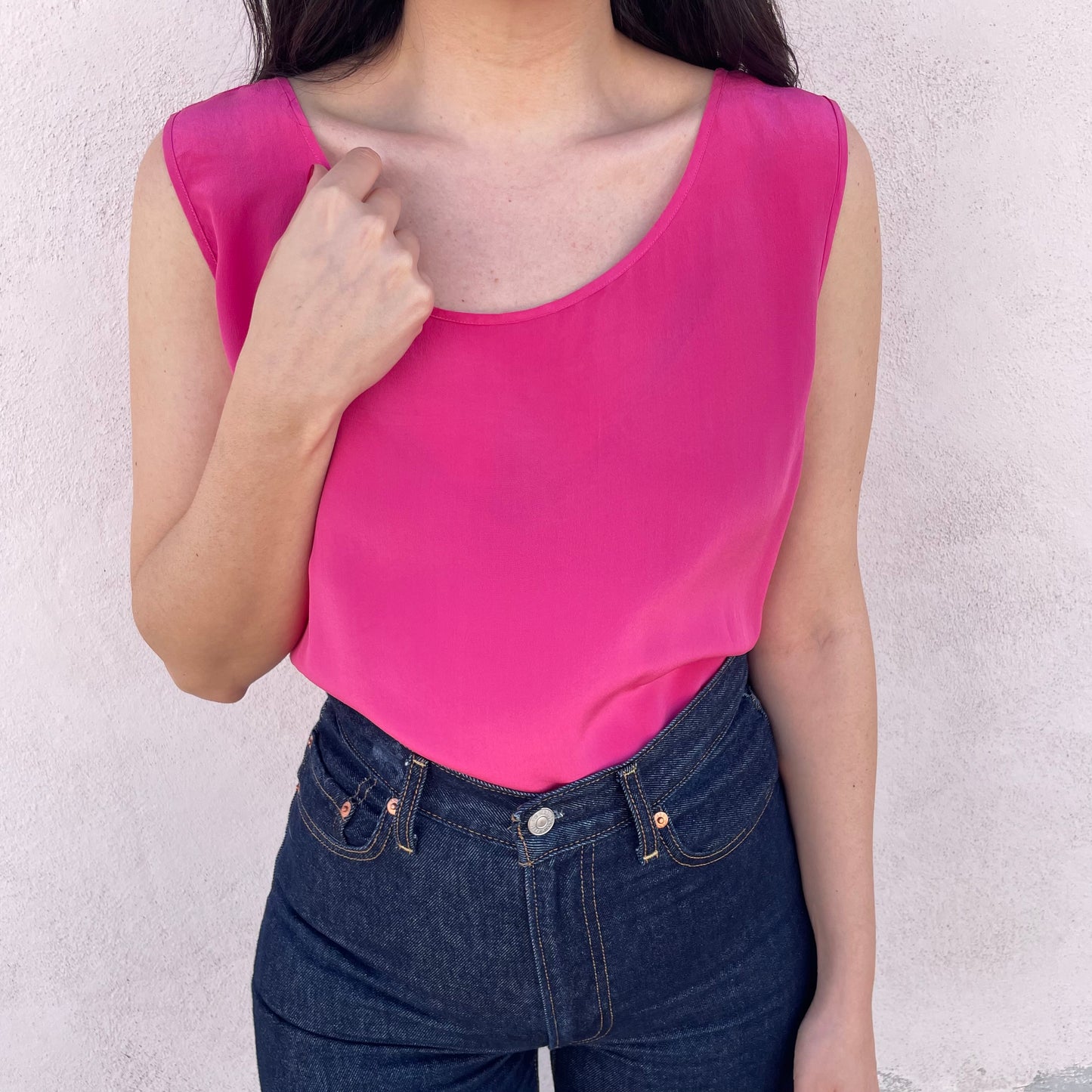 Top seta fucsia