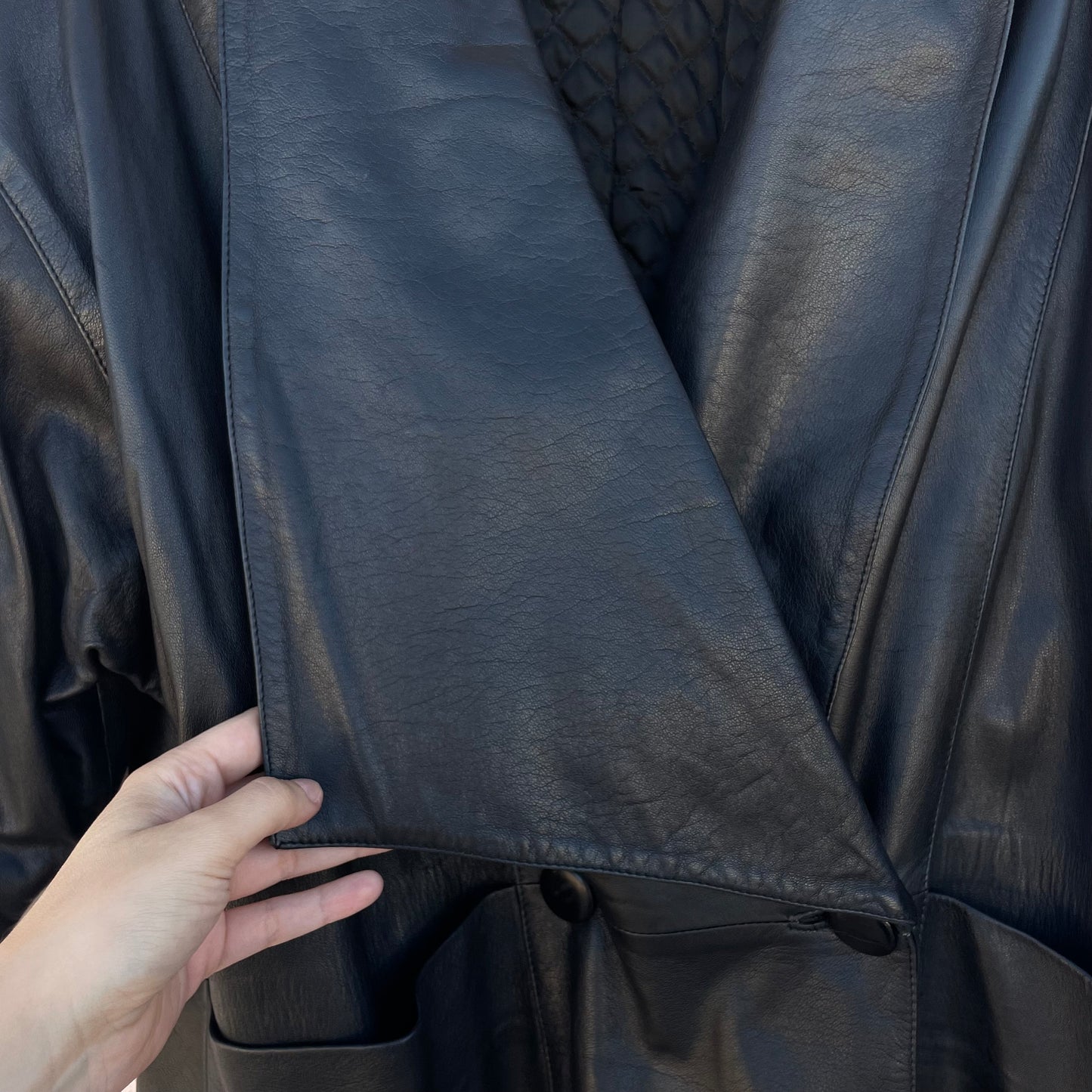 Cappotto in pelle trapuntato