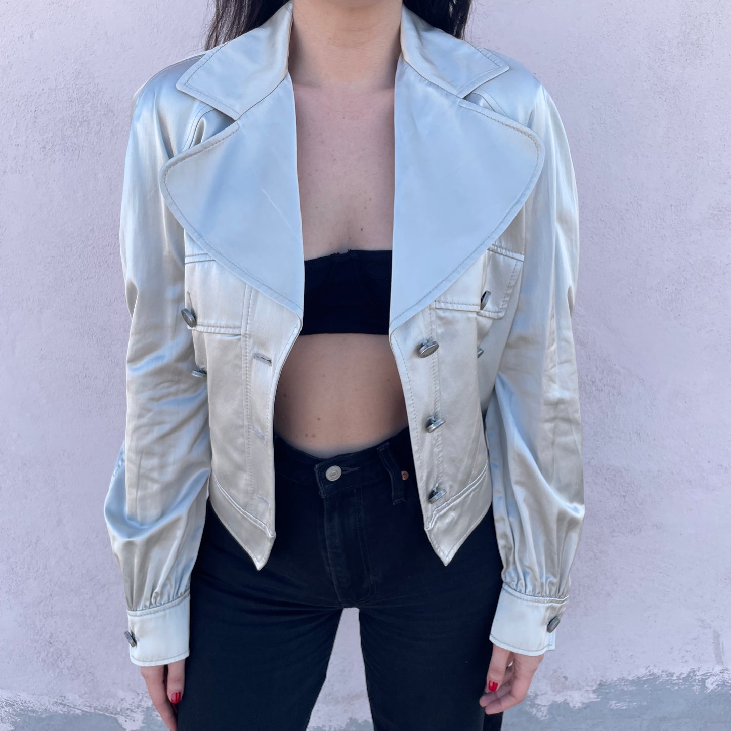 Giacca cropped argento Gai Mattiolo