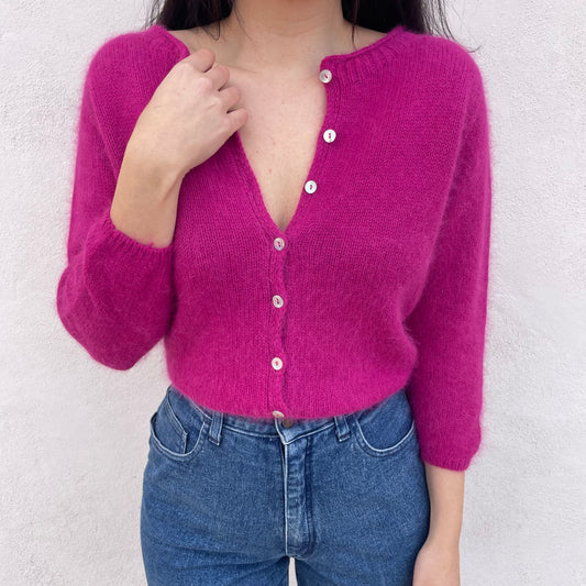 Cardigan magenta angora blend