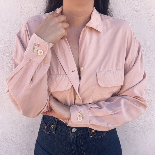 Camicia seta ricami handmade