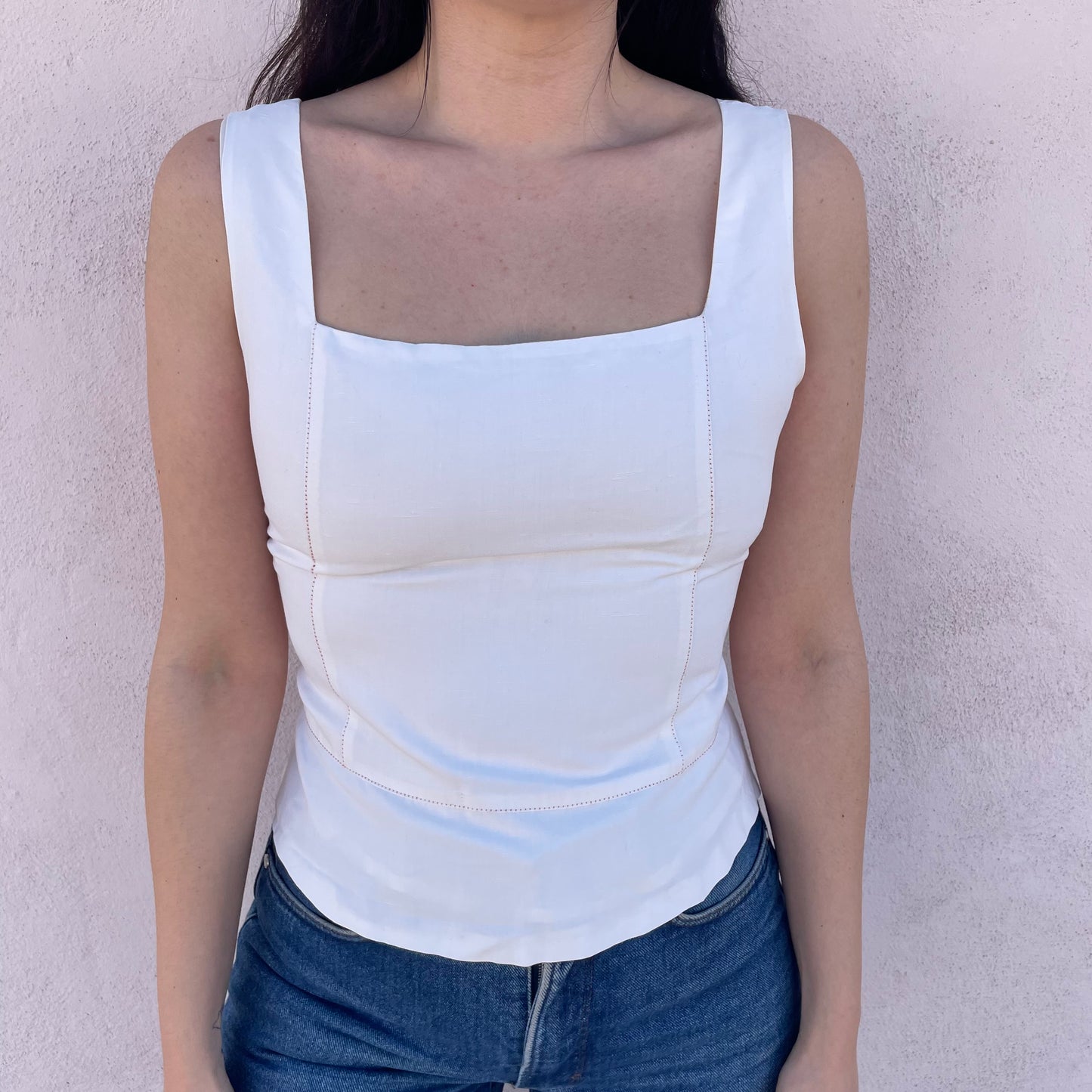 Bustier bianco corsetto ciliegia