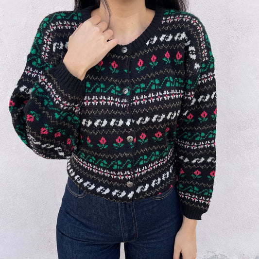 Cardigan fiorellini nero