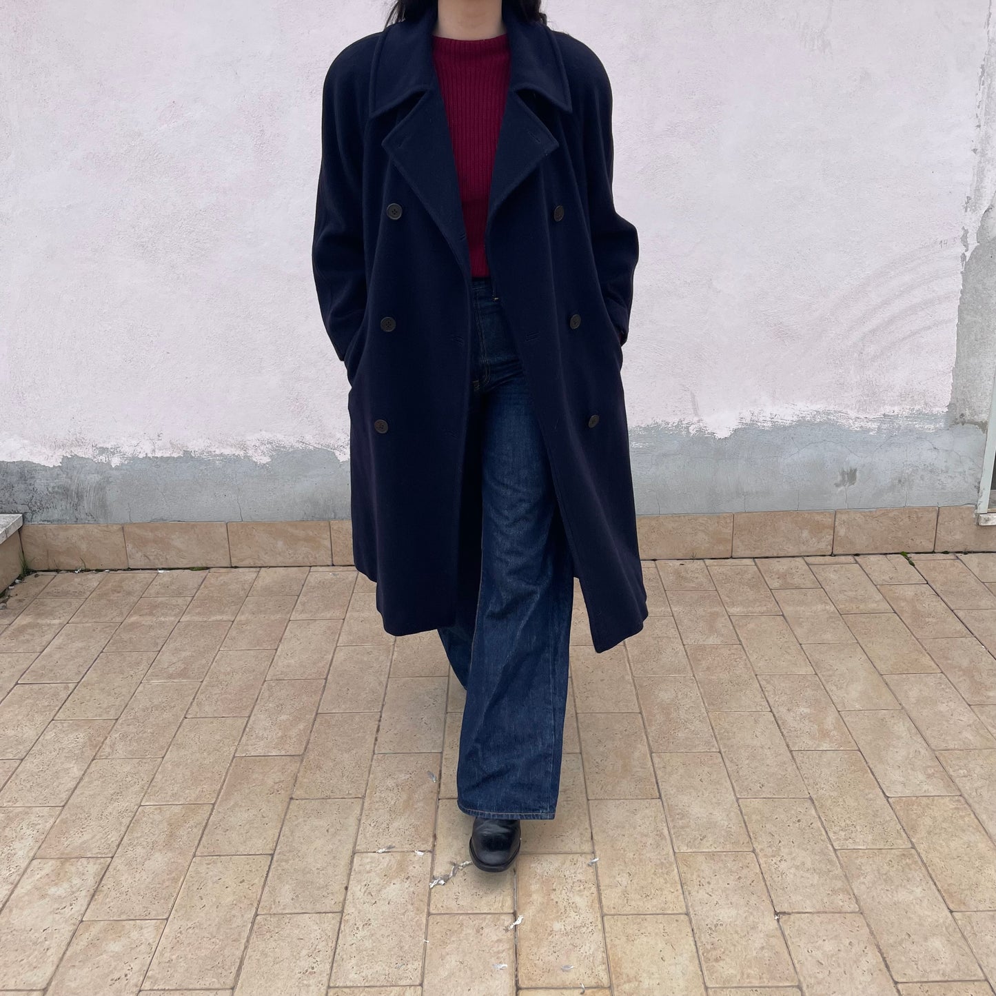 Cappotto doppiopetto blu